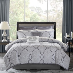 12 Piece Comforter Set With Cotton Bed Sheets Silver Queen