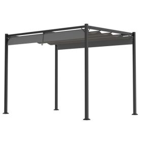 10 x 7 FT Outdoor Patio Sun Shade Shelter, Garden Gazebo Pergola with Retractable Canopy Roof, Gray