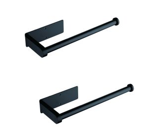 2 Pack Paper Towel Holder Wall Mount, Black Paper Towel Holder Under Cabinet, Self Adhesive Paper Towel Holders