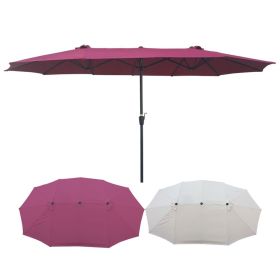 15Ftx9FtDouble-Sided Patio Umbrella Outdoor Market Table Garden Extra Large Waterproof Twin Umbrellas with Crank and Wind Vents for Garden Deck B