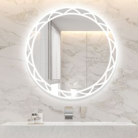 30" Round LED Bathroom Mirror ‚ÄìAdjustable Color Temperatures and Anti-Fog, Wall-Mounted Design