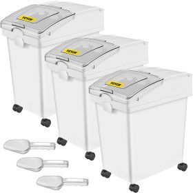 VEVOR Ingredient Bin, 6.6 Gallons Capacity Ingredient Storage Bin, 3 Pcs/Set, PP Material Flour Bins On Wheels