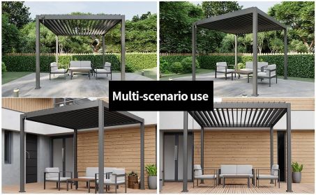 All aluminum Outdoor Retractable Pergola Garden Pergola Patio Grill Gazebo with