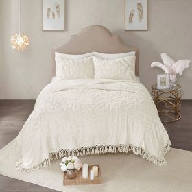 Tufted Cotton Chenille Medallion Fringe Coverlet Mini Set