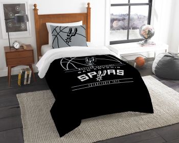 Spurs OFFICIAL National Basketball Association; Bedding; "Reverse Slam" Printed Twin Comforter (64"x 86") & 1 Sham (24"x 30") Set by The Northwes