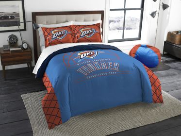 Thunder OFFICIAL National Basketball Association; Bedding; "Reverse Slam" Full/Queen Printed Comforter (86"x 86") & 2 Shams (24"x 30") Set by The