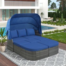 U STYLE Patio Furniture Set Daybed W Retractable Canopy Wicker