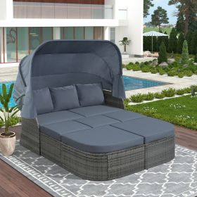 U STYLE Patio Furniture Set Daybed Sunbed With Canopy Wicker Conversation Set