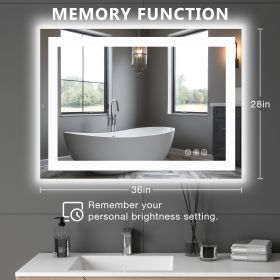 Anti-fog LED Bathroom Mirror With Dual Light Source And Three Lighting Modes (Option: 28x36)