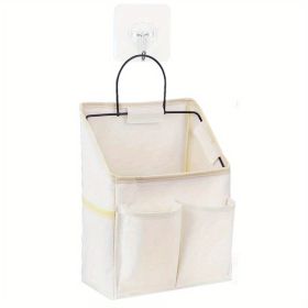 1pc Hanging Storage Bag, Wall Hanging Organiser Basket With Bathroom Pocket, Bedroom, Kitchen, Dormitory Dormitory, Essentials (Quantity: 1, Color: White)