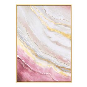 Hand Painted Gold Foil Abstract Oil Painting Wall Art Modern Minimalist Pink Marble Picture Canvas Home Decor For Living Room No Frame (size: 150X220cm)