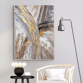 100% Hand Painted Abstract Oil Painting Wall Art Gold Foil Picture Modern On Canvas Minimalist Home Decor For Living Room No Frame (size: 60X90cm)