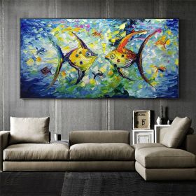 Modern Colorful Small Fish Abstract Wall Art Picture Poster Canvas Painting Living Room Home Office Decor (size: 60X90cm)