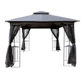 10x10 Outdoor Patio Gazebo Canopy Tent With Ventilated Double Roof And Mosquito net(Detachable Mesh Screen On All Sides),Suitable for Lawn, Garde (Color: Gray)