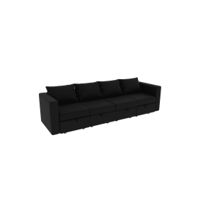 Livelylodge Modular Sectional Sofa with Wooden Frame and Pull-Out Bed, Convertible Couch for Living Room, Available in Black, White, and Gray (Color: Black)