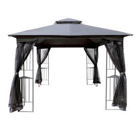 10x10 Outdoor Patio Gazebo Canopy Tent With Ventilated Double Roof And Mosquito net(Detachable Mesh Screen On All Sides),Suitable for Lawn, Garde (Color: As Picture)