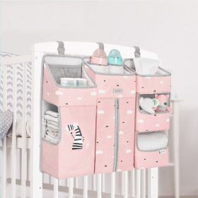 Sunveno Baby Storage Organizer Crib Hanging Storage Bag Caddy Organizer for Baby Essentials Bedding Set Diaper Storage Bag (Color: Pink)