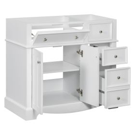 36'' Bathroom Vanity without Basin Sink, Solid Wood Frame Bathroom Storage Cabinet (Color: White, Material: Solid Wood+MDF)