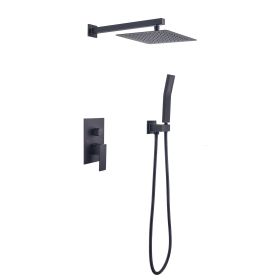 10 Inch Shower Head Bathroom Luxury Rain Shower Complete Combo Set Wall Mounted (Color: Black)